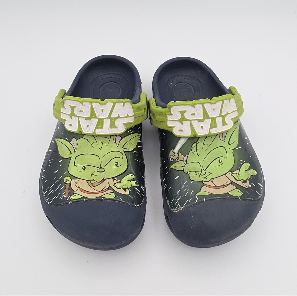 Crocs Star Wars Baby Yoda Unisex Kids Shoes Size C 6 9 Boys Girl Navy Blue Green